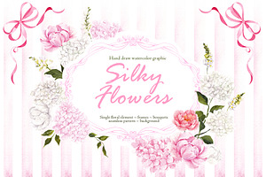 Silky Flowers. Watercolor graphic
