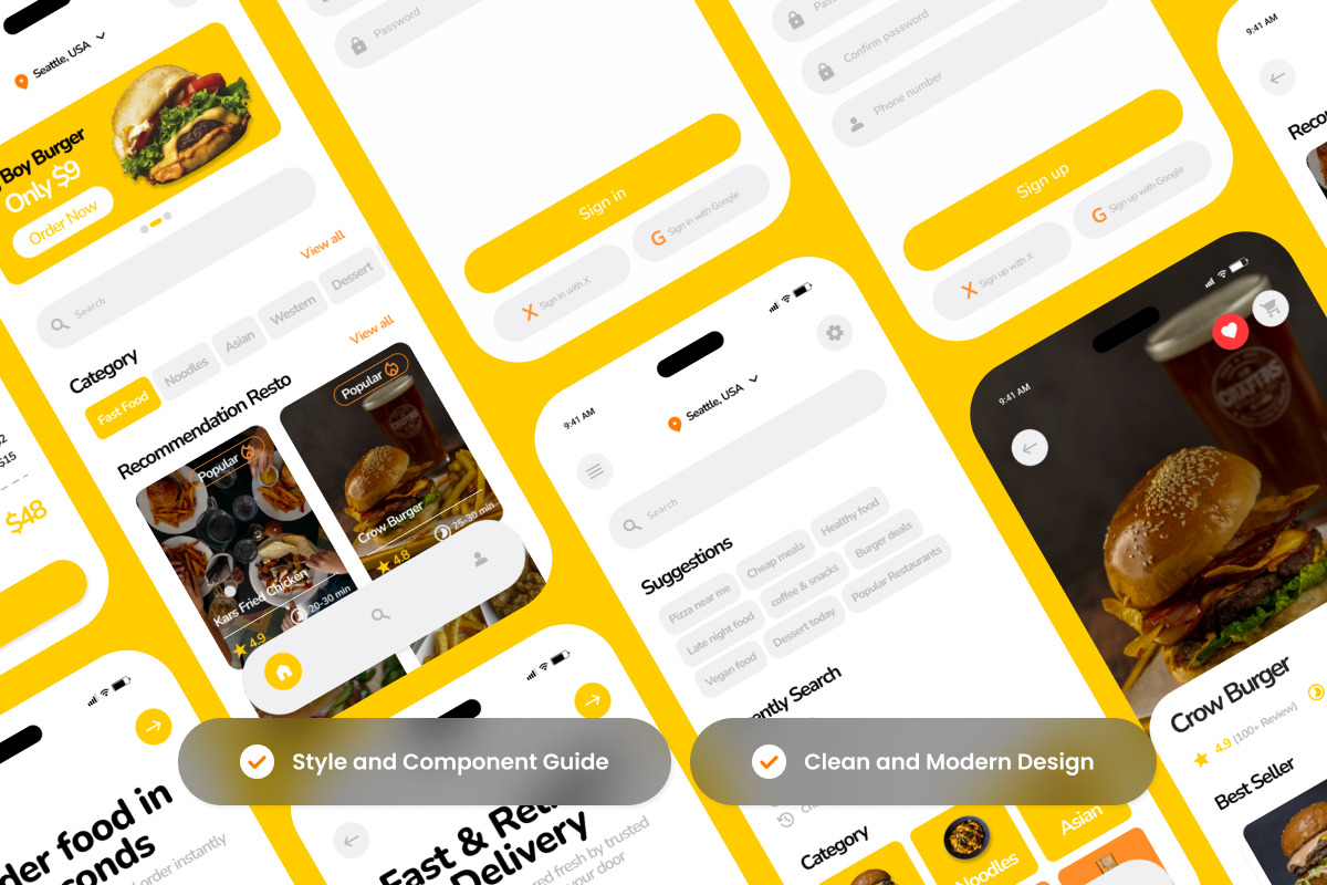 Delivo - Food Delivery App Design, an App Template by productype1 (Photo 3 of 5)