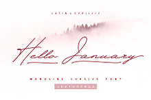 Hello January cursive font Cyrillic