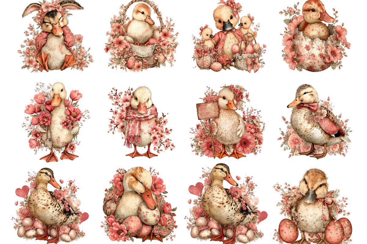 Easter Duck Whimsical Clipart, an Illustration by Designking (Photo 2 of 5)