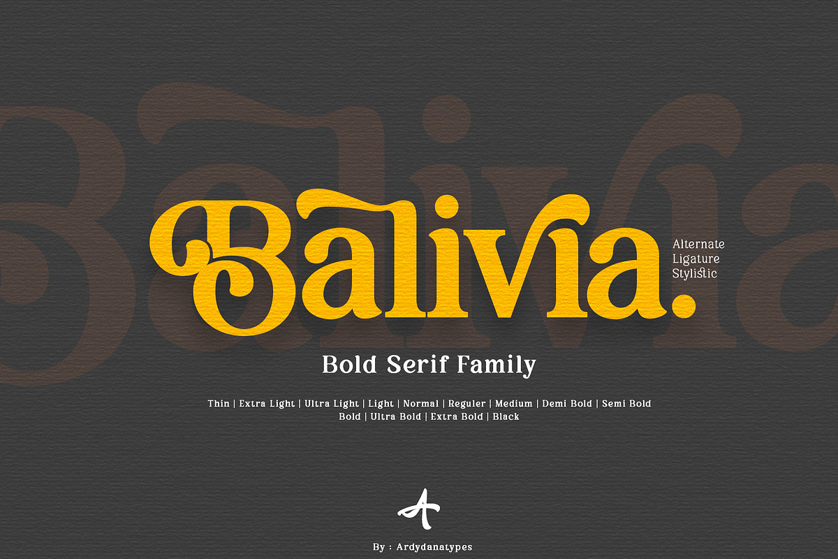 Balivia - Bold Serif Family, a Serif Font by Ardyanatypes (Photo 1 of 12)