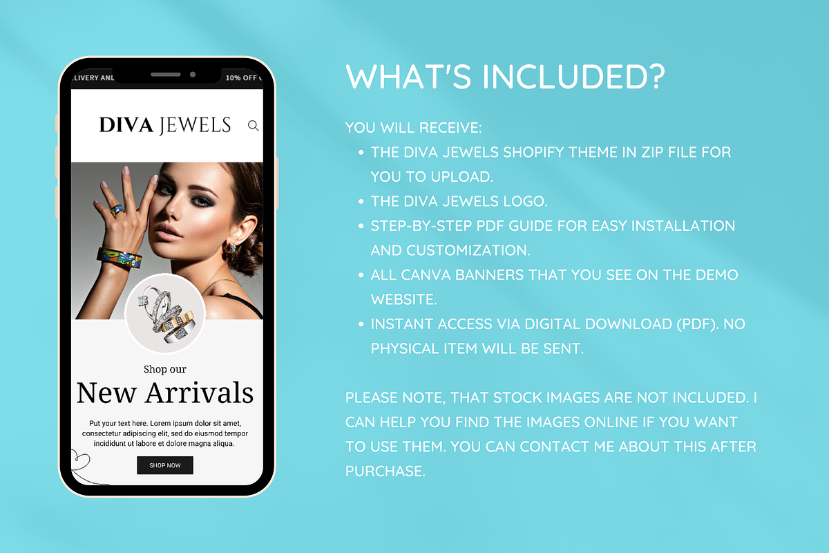 Jewelry Shopify Theme, a Shopify Template by SunshineStudioBoutique (Photo 2 of 10)