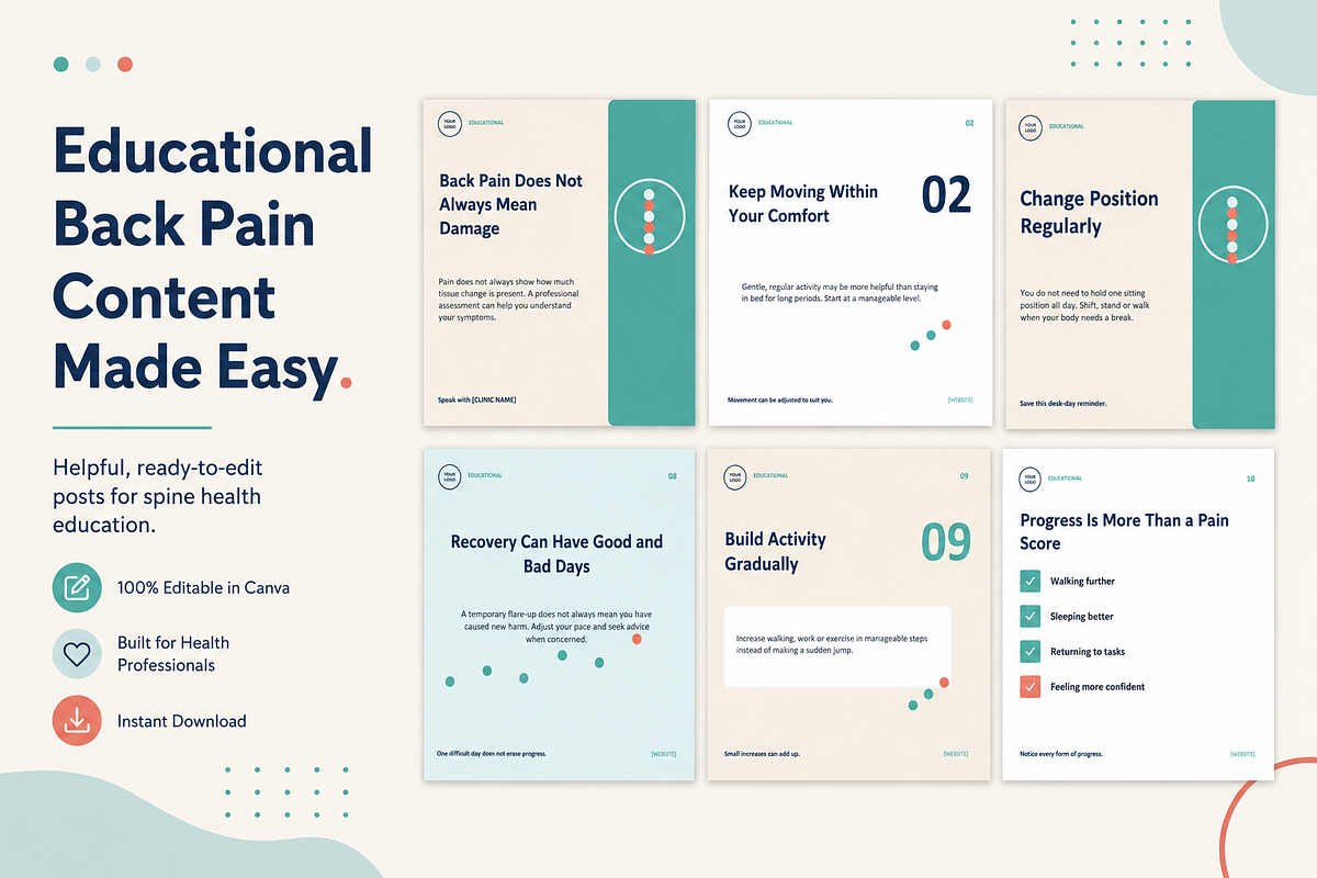 Back Pain & Spine Canva Templates, a Social Media Template by Local Marketing Templates (Photo 4 of 6)