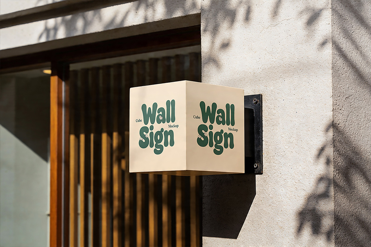 Cube Wall Sign Mockup, an Advertising Mockup by Pitchlook.Studio (Photo 3 of 4)