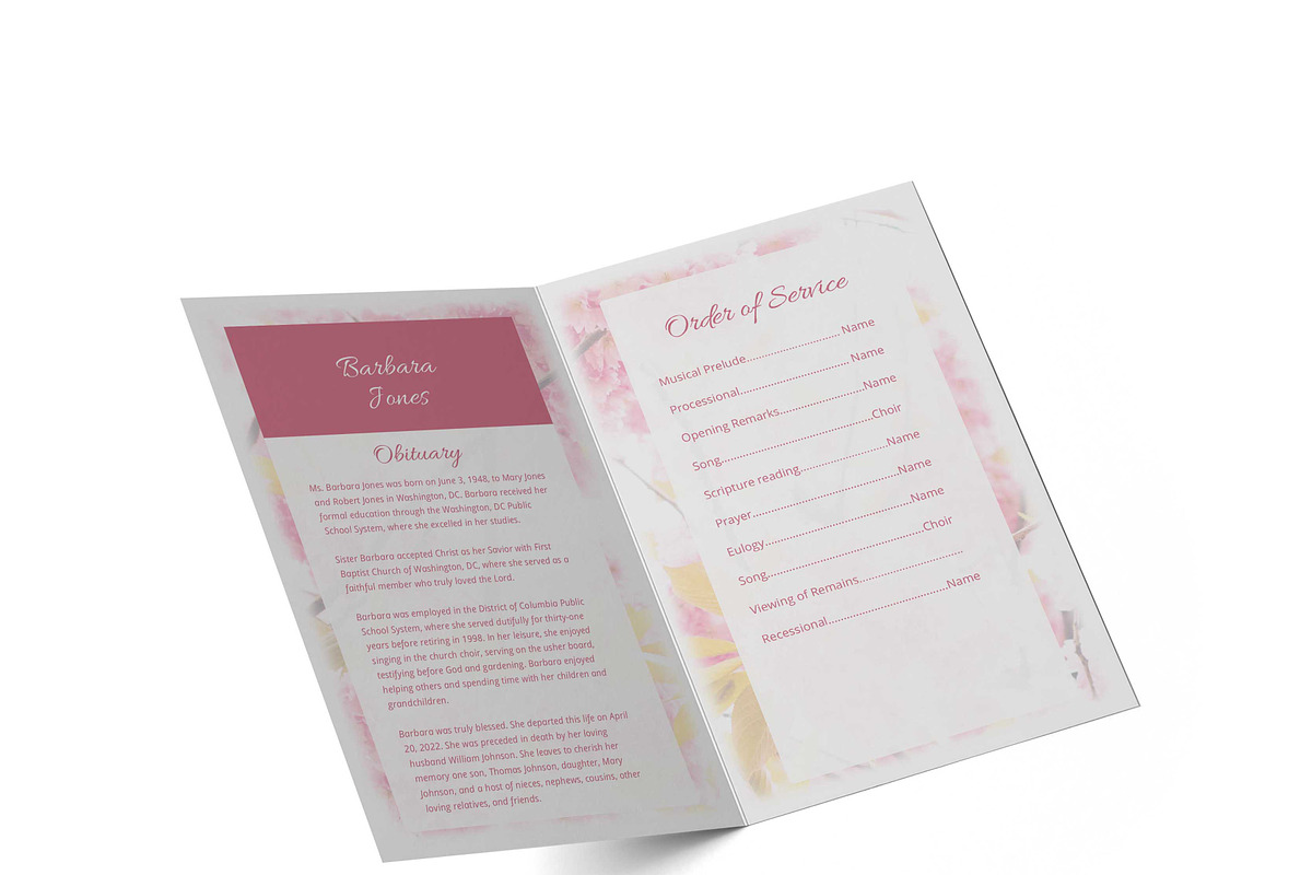 Obituary program template, a Brochure Template by inserenity (Photo 3 of 5)