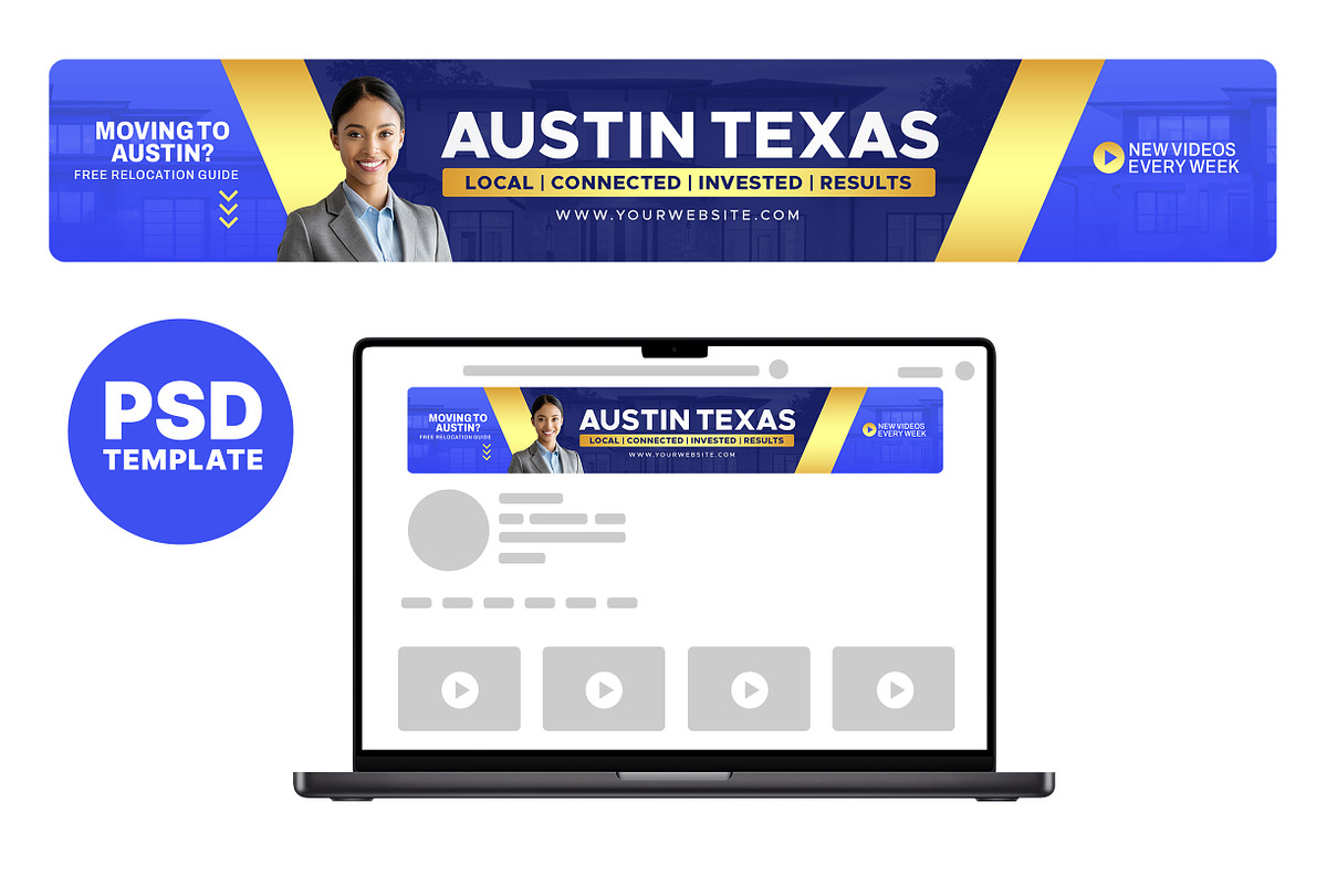 Real Estate Realtor YouTube Banner, a Social Media Template by Vaughn Studios (Photo 1 of 5)