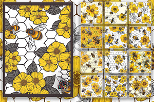 Seamless Honey Bee Digital Paper