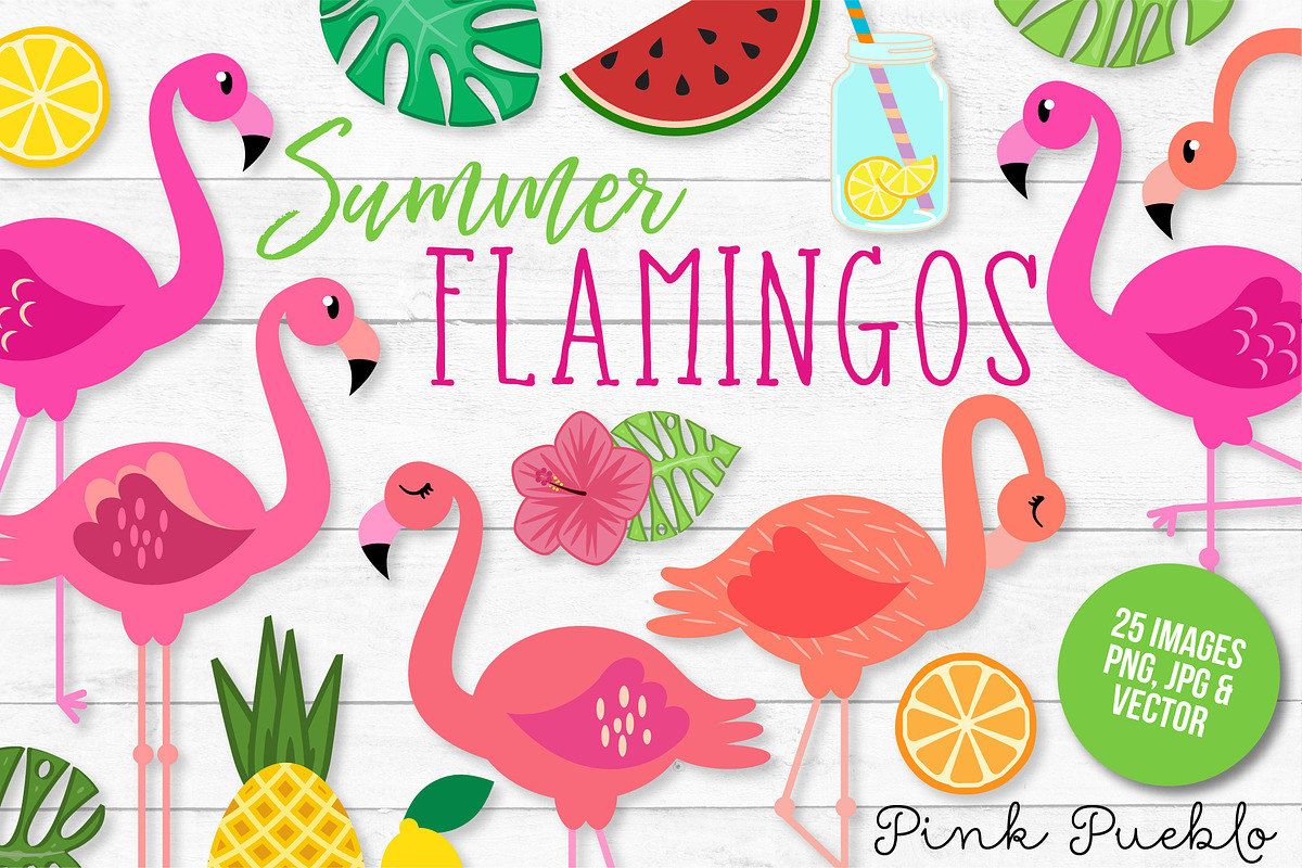 Flamingo Clipart and Vectors, an Animal Illustration by PinkPueblo (Photo 1 of 2)