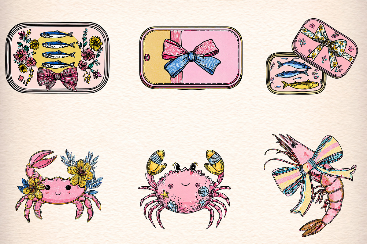 Fisherman Sardines Aesthetic Clipart, an Illustration by Digital Artistic99 (Photo 2 of 11)