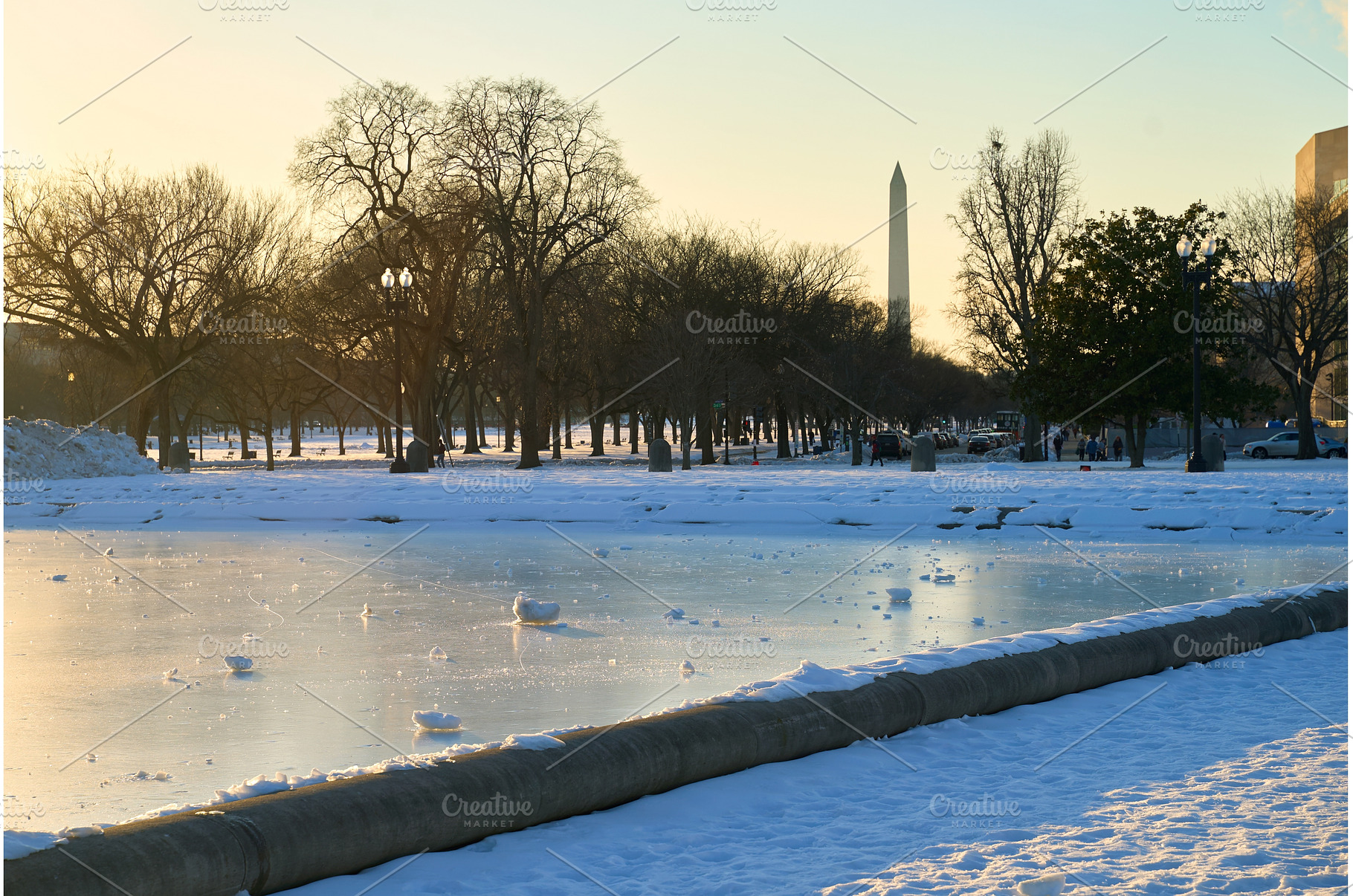 Capitol Reflecting Pool frozen in, an Architecture Photo by Oleksandr Berezko