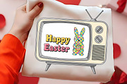 Retro TV Happy Easter Bunny Shirt SV, an Illustration by CrexoraLab (Thumbnail 3 of 4)