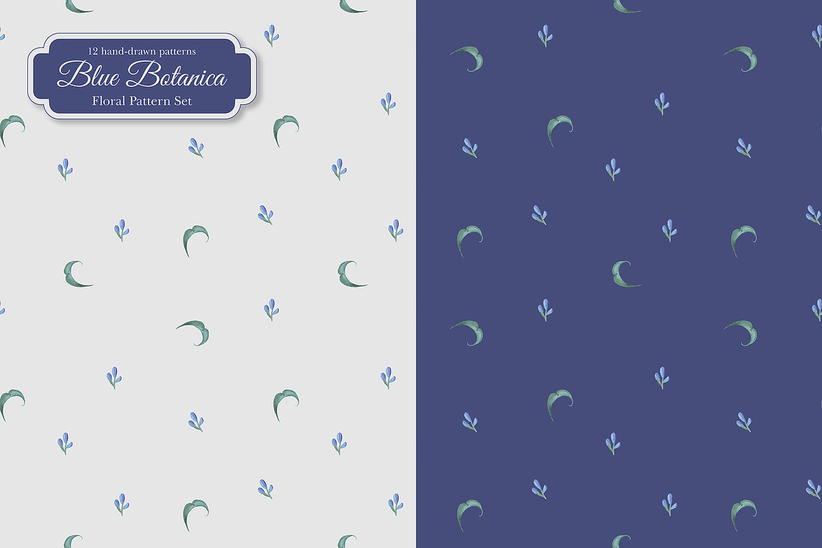 Blue Botanica – Floral Pattern Set, a Pattern Graphic by L- design studio (Photo 8 of 12)