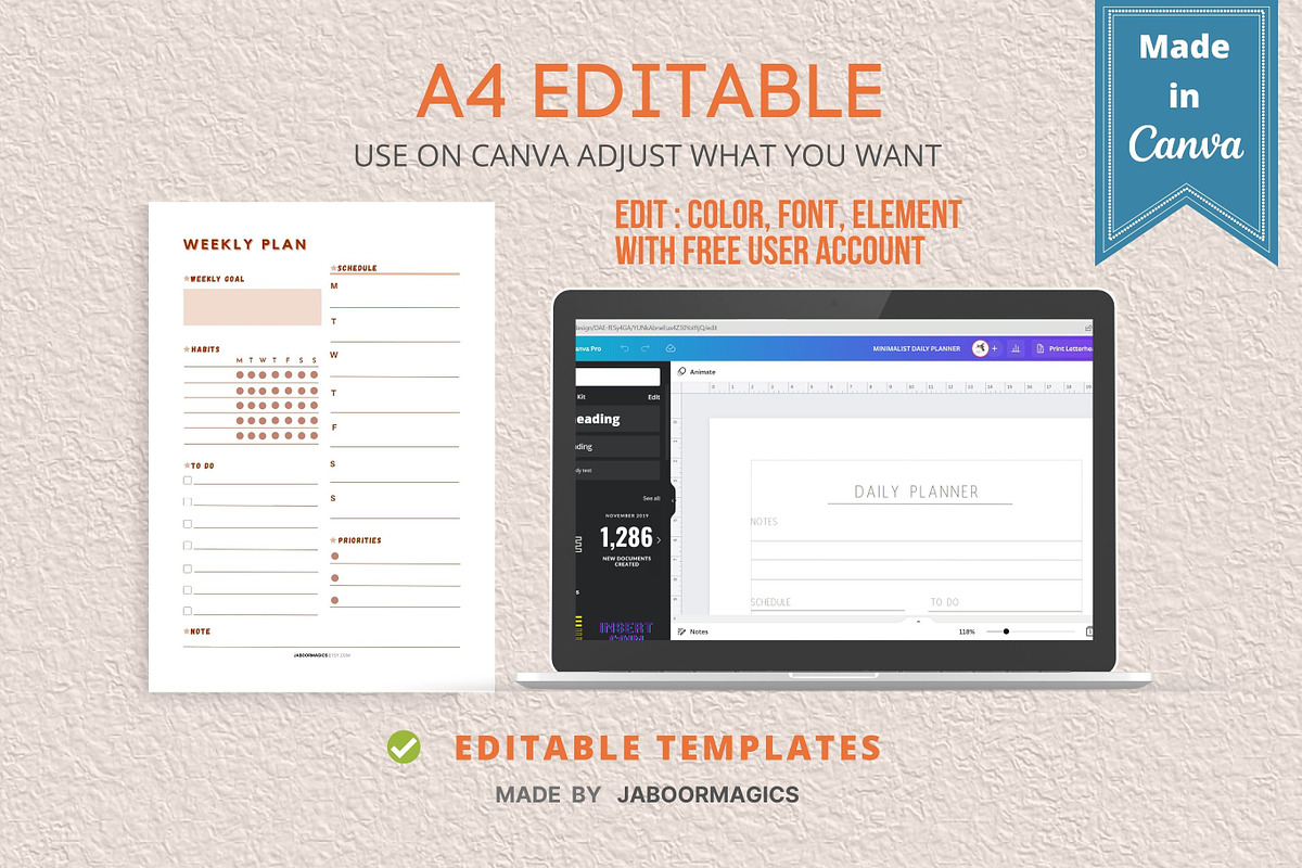 Weekly Planner Template, Canva, a Templates & Theme by Jaboor Magics (Photo 2 of 4)