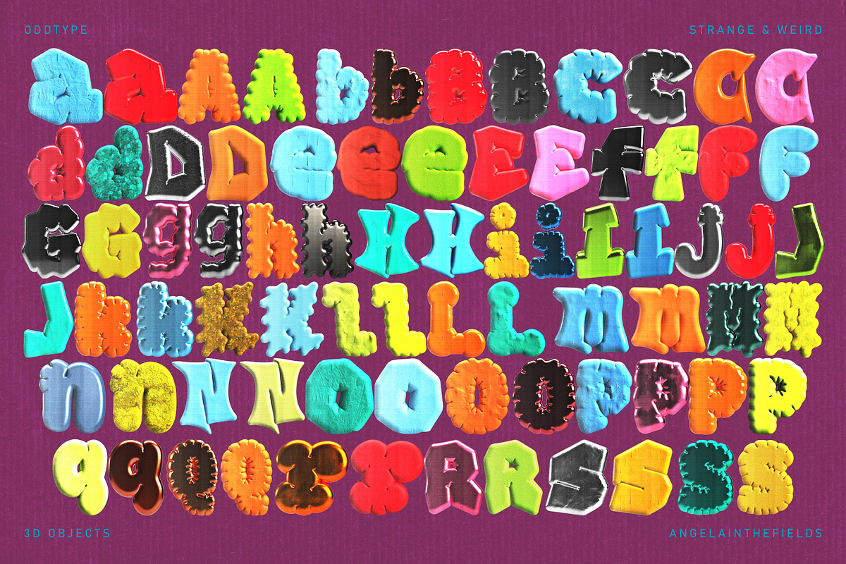 Retro 3D Letter PNGs: Oddtype, an Object Graphic by angelainthefields (Photo 4 of 11)