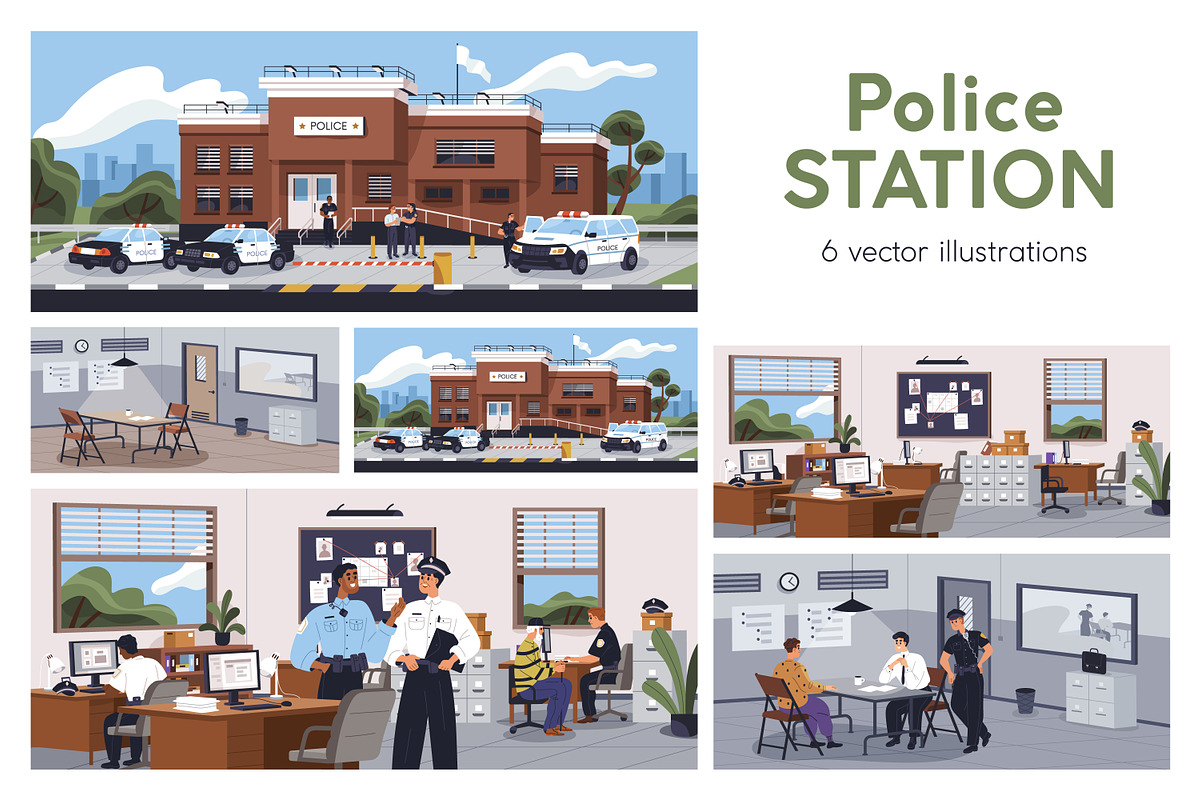 Police station and officers set, a Work Illustration by Good Studio (Photo 1 of 7)