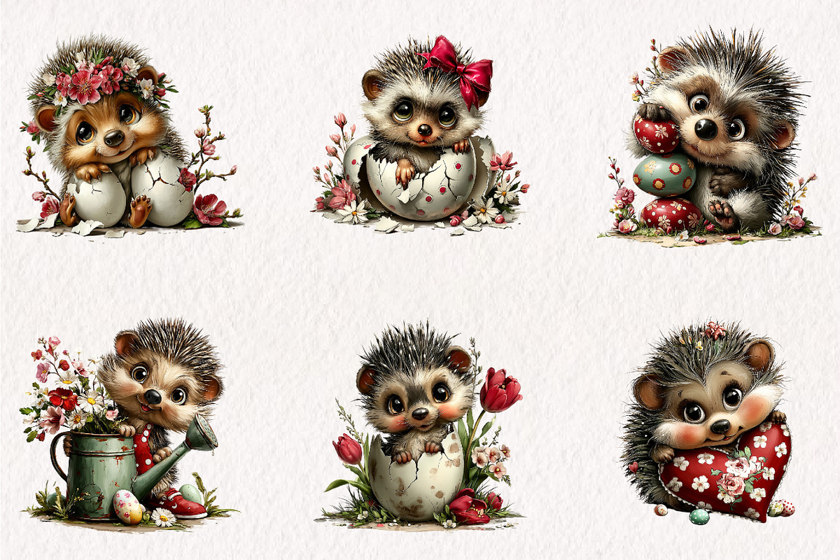 Whimsical Easter Hedgehog Clipart, an Illustration by CreationArt (Photo 6 of 7)