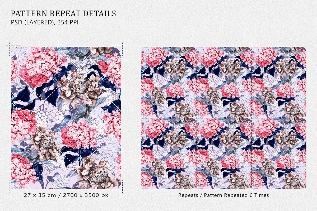 Pink Hydrangea Floral Seamless Tile, a Pattern Graphic by Gullenda (Photo 2 of 6)