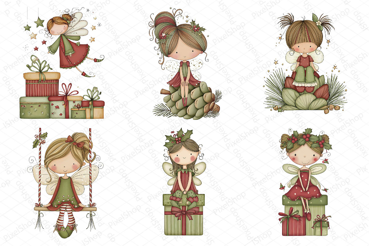 Whimsical Christmas Fairy Clipart, an Illustration by DreamPrint404 (Photo 5 of 6)