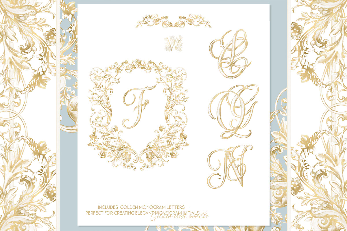 Gold Baroque crest frame png, a Decorative Illustration by WonderWonder (Photo 3 of 13)