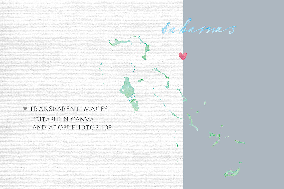 Watercolor Map of the Bahamas, an Object Graphic by Beloved Paper (Photo 4 of 6)