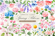 Spring Bloom Watercolor Clipart Set, an Illustration by Sublimation Artist (Thumbnail 1 of 6)