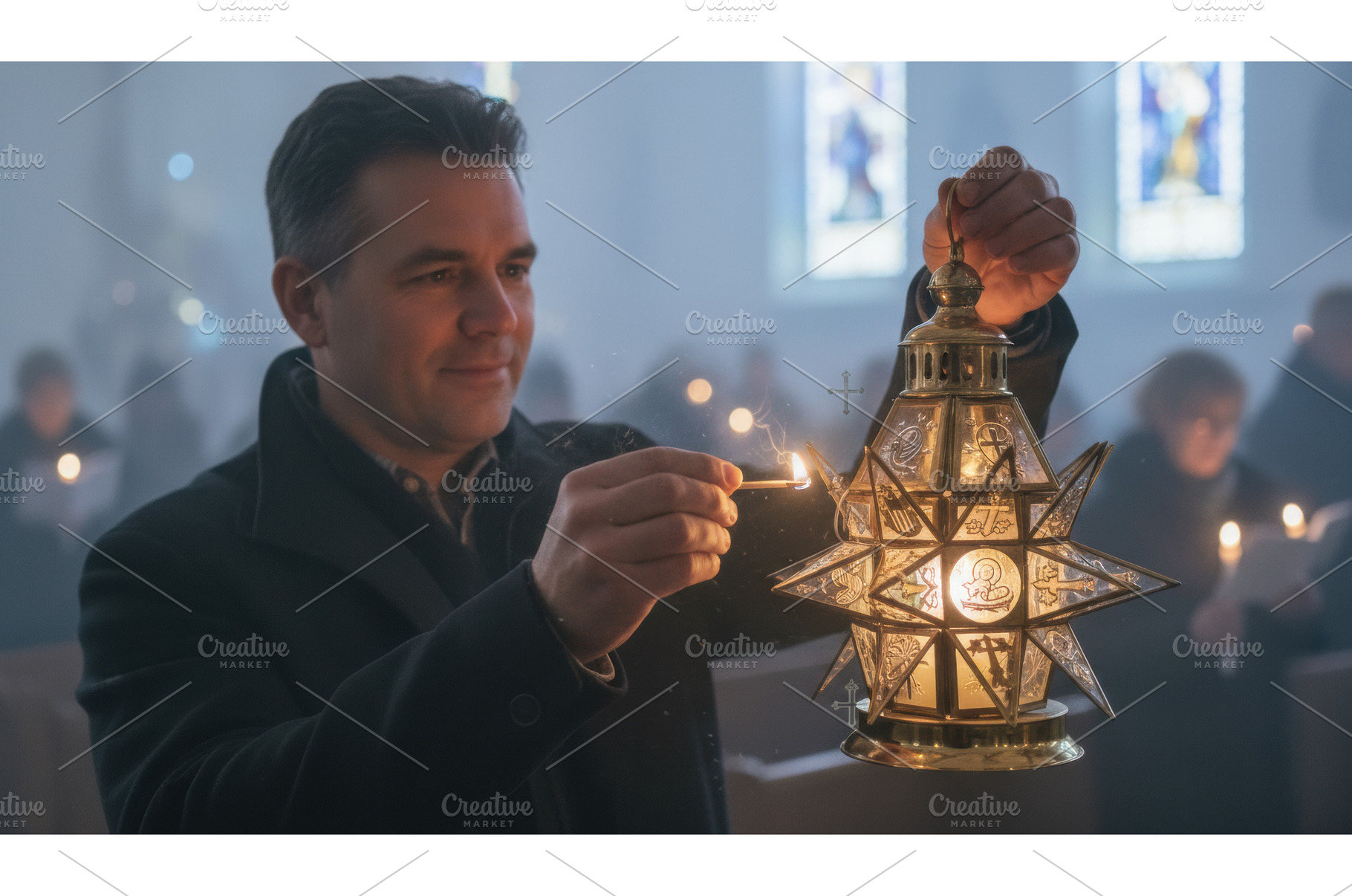Man in a dark coat lights a match to, an Architecture Photo by Igor Tichonow