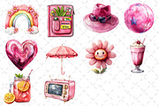 Pink Groovy Summer Clipart, an Illustration by Dream Creation (Thumbnail 4 of 4)