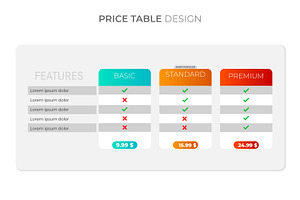 Multiple option colorful price table, a Templates & Theme by DESIGNSKIT