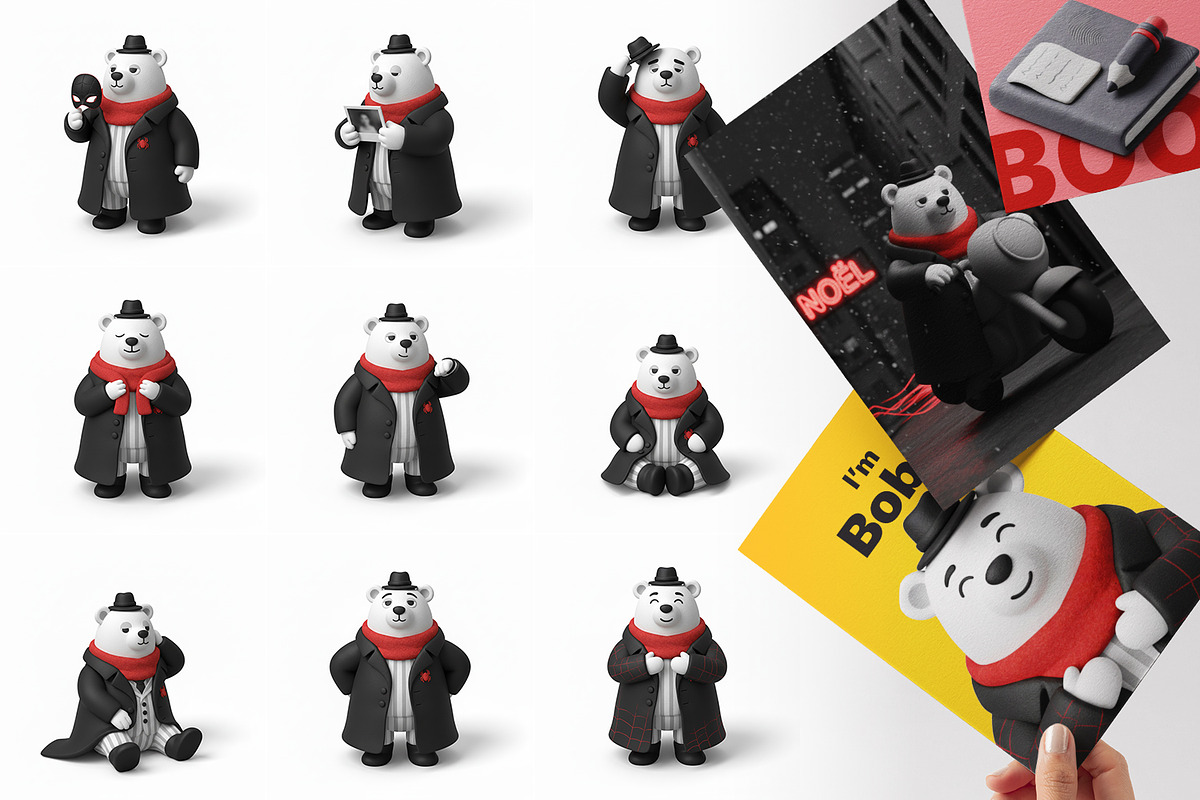 Bobo Spider-Noir, Clay 3D Clipart, a Seasonal Illustration by FactoryType Studio (Photo 3 of 9)