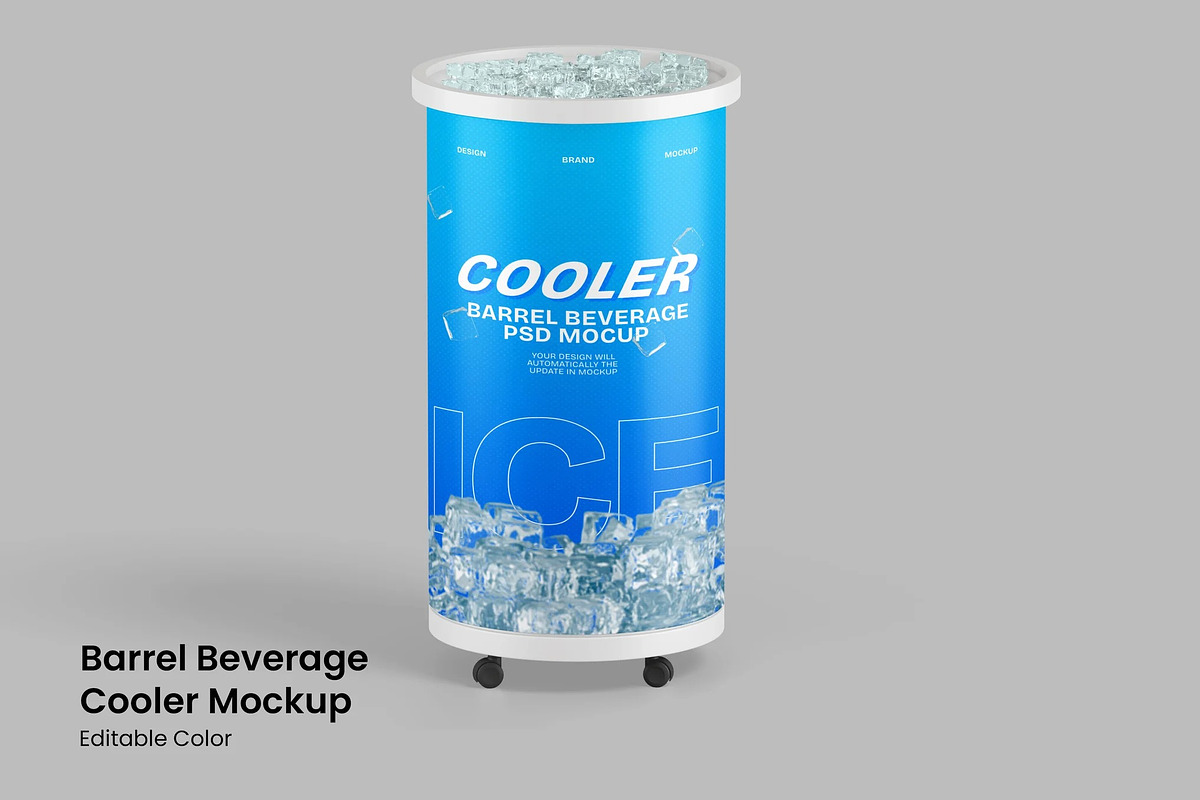 Barrel Beverage Cooler Mockup, a Household Mockup by renderstockmarket