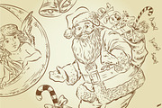 16 vintage Christmas cliparts, an Illustration by CLIPART GARDEN (Thumbnail 4 of 4)