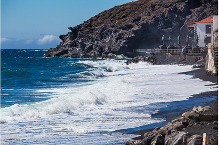 Breaking waves on pebble beach of, a Nature Photo by serkum