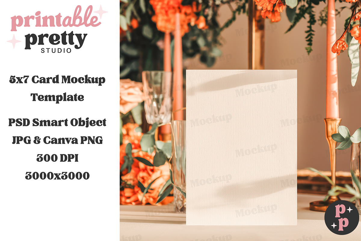 Boho Sunset Wedding Card Mockup PSD, a Product Mockup by Printable Pretty Studio (Photo 1 of 8)