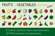 Fruit and Vegetable stickers bundle, a Food Illustration by Olha ZS (Thumbnail 1 of 6)