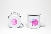 Cute Watercolor Elephants, an Animal Illustration by Bibela (Thumbnail 2 of 2)