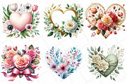 Wedding Hearts with Flowers Clipart, an Illustration by DreamPrint404 (Thumbnail 4 of 6)