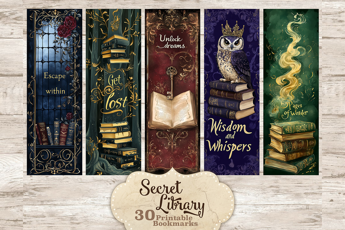 Fantasy Bookmarks Printable Set, a Person Illustration by GlamArtZhanna (Photo 1 of 9)