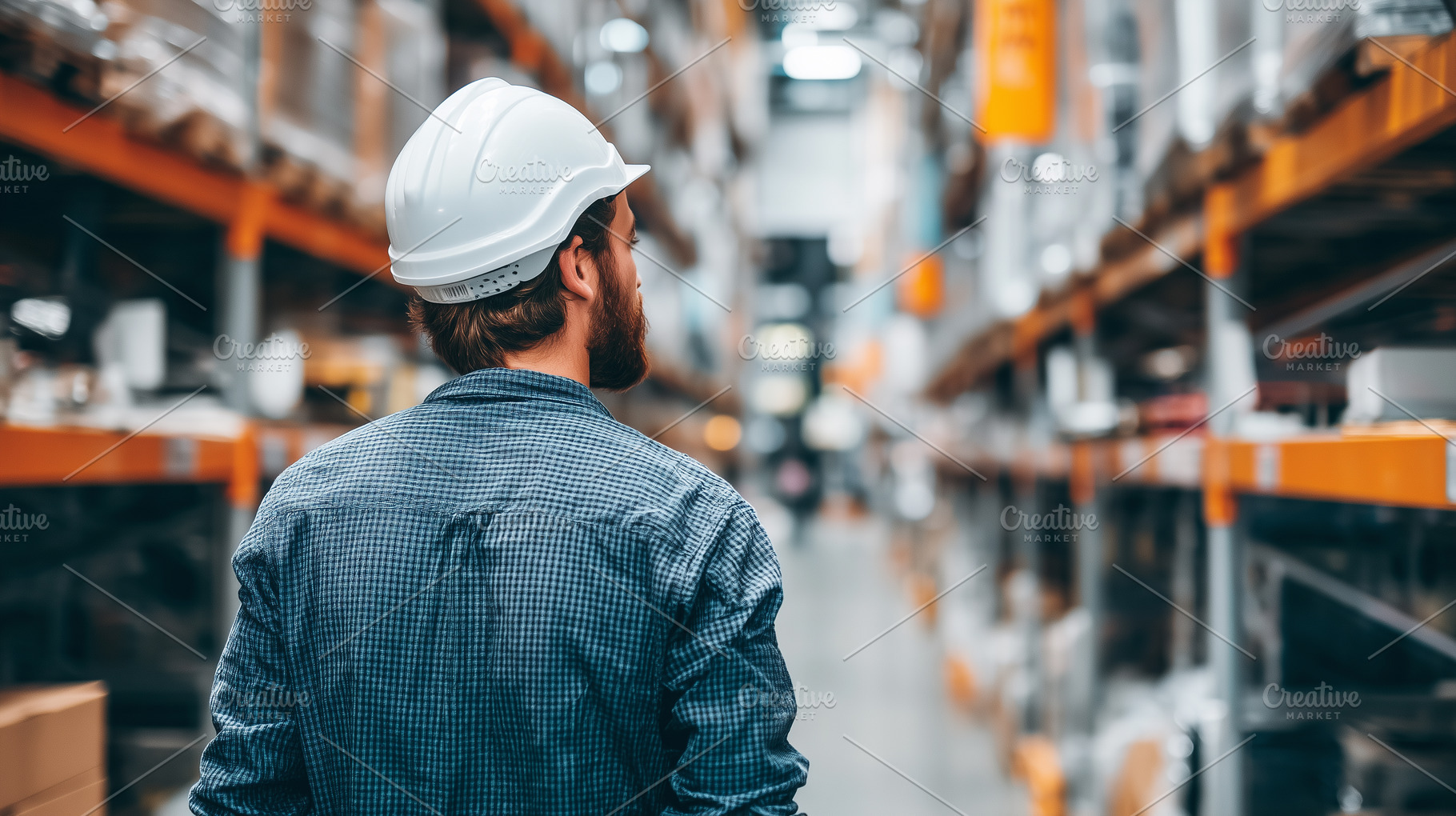 Warehouse worker with safety helmet, an Industrial Photo by MistyDay