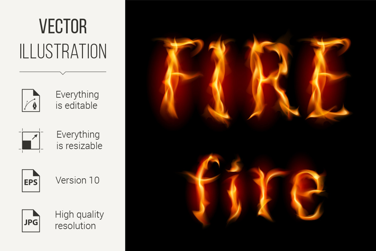 Realistic Fire Word, a Decorative Illustration by DvargShop