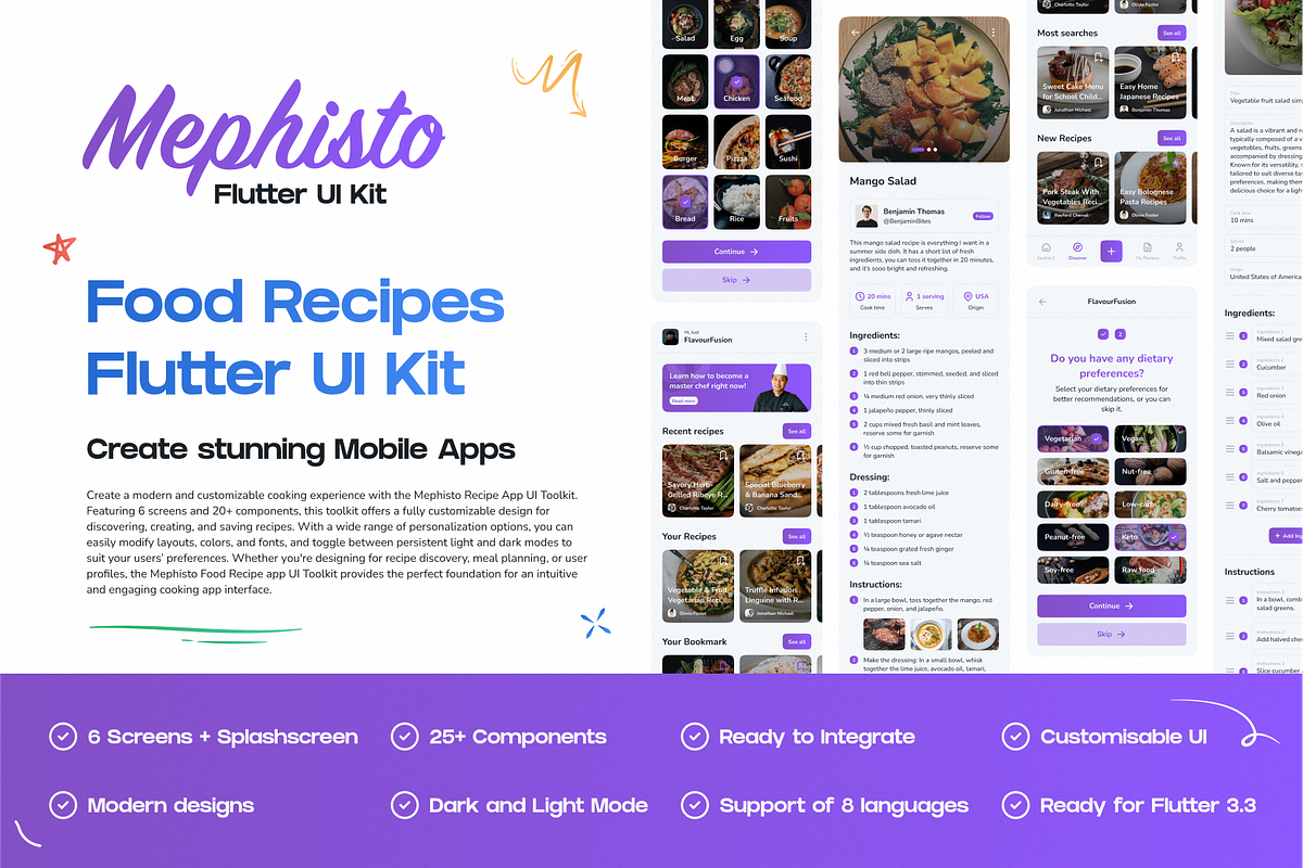 Mephisto UI - FOOD RECIPE UI KIT, an App Template by A7ALABS