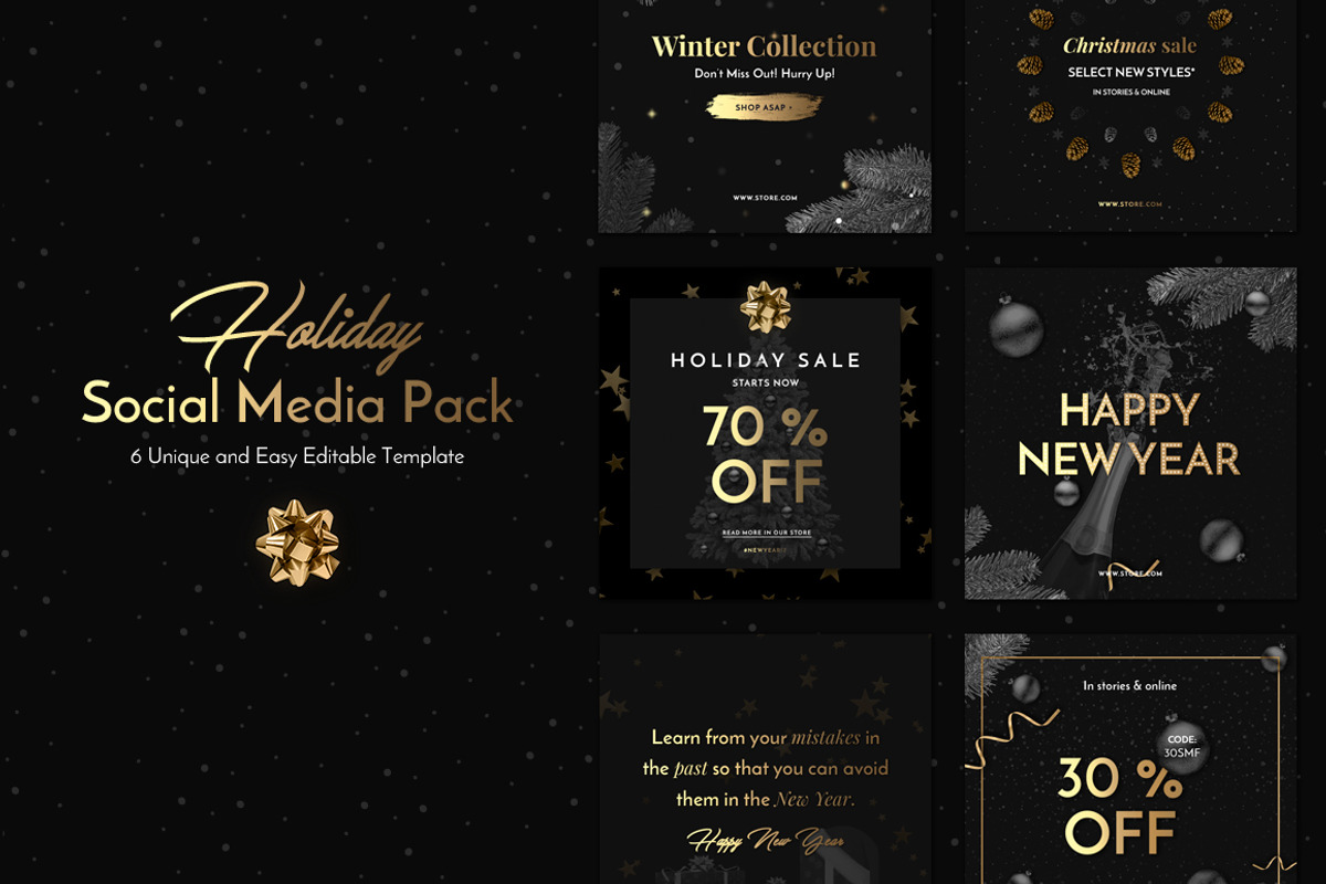 Holiday Social Media Pack, a Templates & Theme by Uidea (Photo 1 of 4)