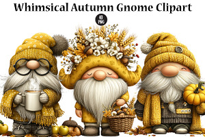 Whimsical Autumn Gnome Clipart, a Seasonal Illustration by CreationArt