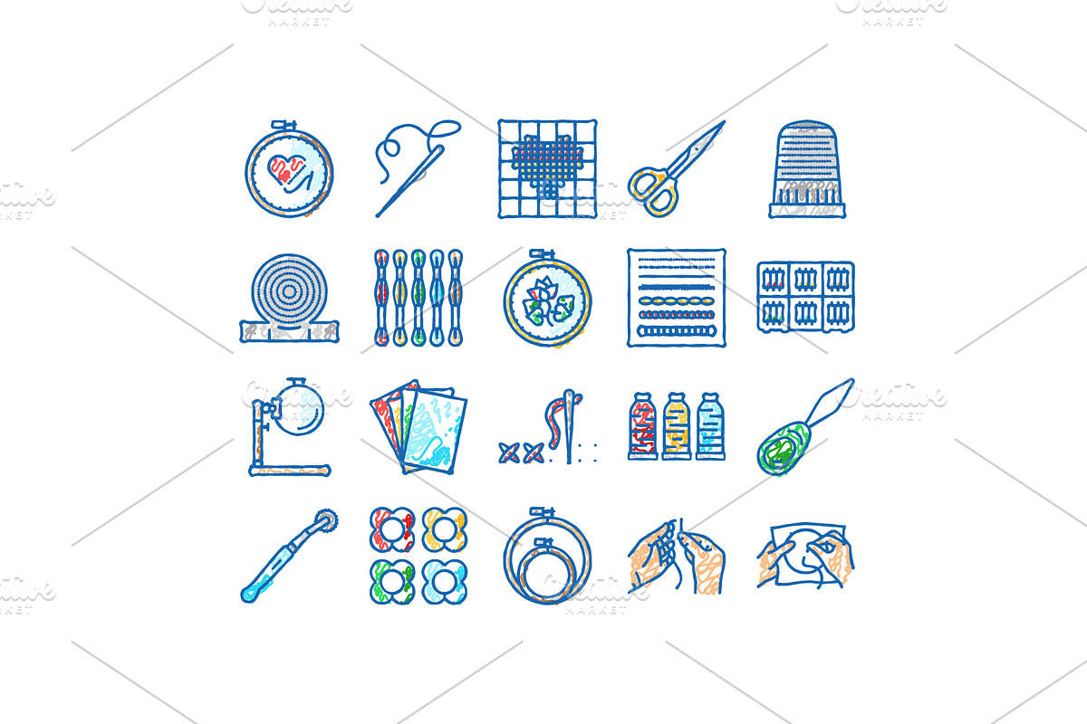 embroidery hobby fabric fashion, an Object Illustration by pikepicture