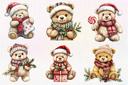 Christmas Teddy Bear Clipart, an Illustration by Dream Creation (Thumbnail 5 of 6)