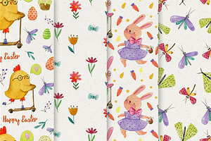 Watercolor Easter Set Elements