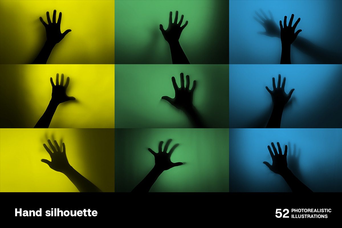 Hand silhouette. 52 images, a Background Graphic by Handmadefont (Photo 7 of 12)