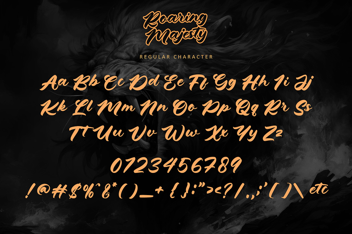 Roaring Majesty, a Script Font by Letterara (Photo 8 of 11)
