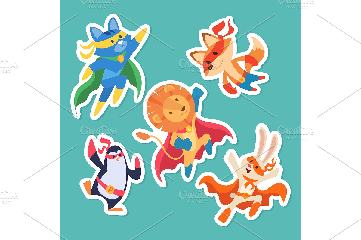 Cute superhero animal stickers cat, an Animal Illustration by Onyx (Photo 1 of 3)