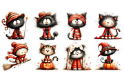Halloween Cat PNG Clipart Bundle, a Seasonal Illustration by Nicolle's Colorful Art (Thumbnail 5 of 5)