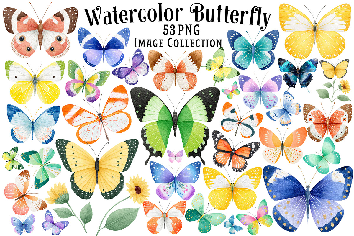 Watercolor Butterfly Clipart Bundle, an Illustration by Dream Creation (Photo 1 of 6)